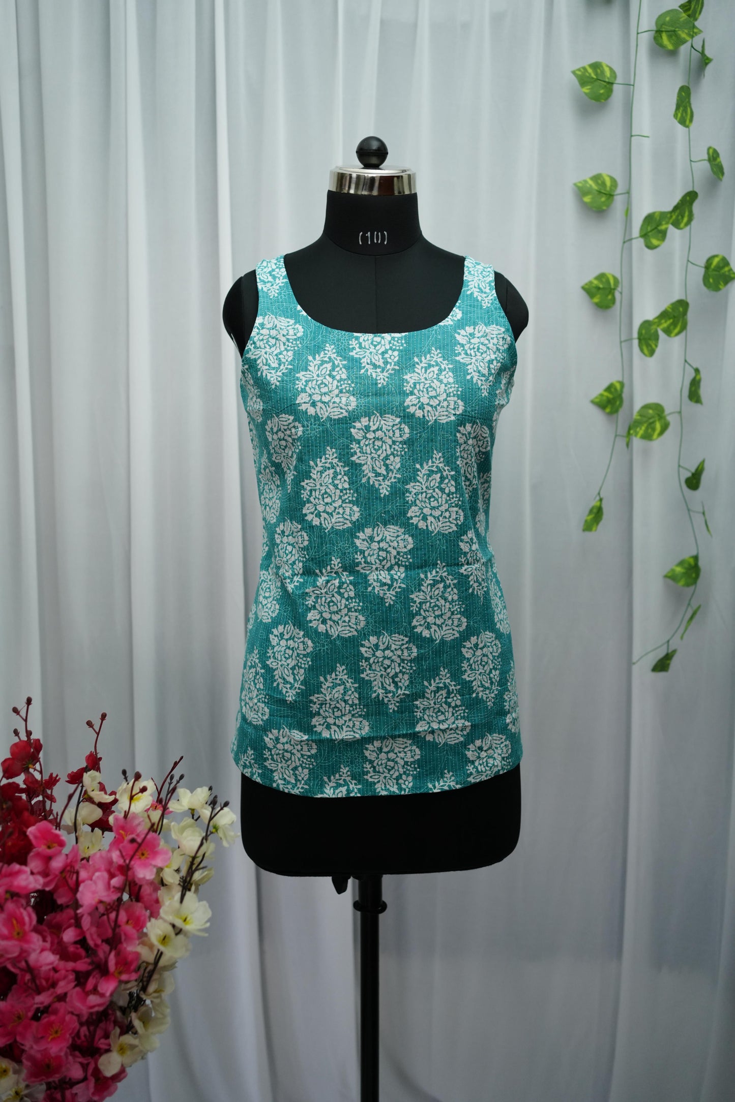 Neela Teal FloralTop