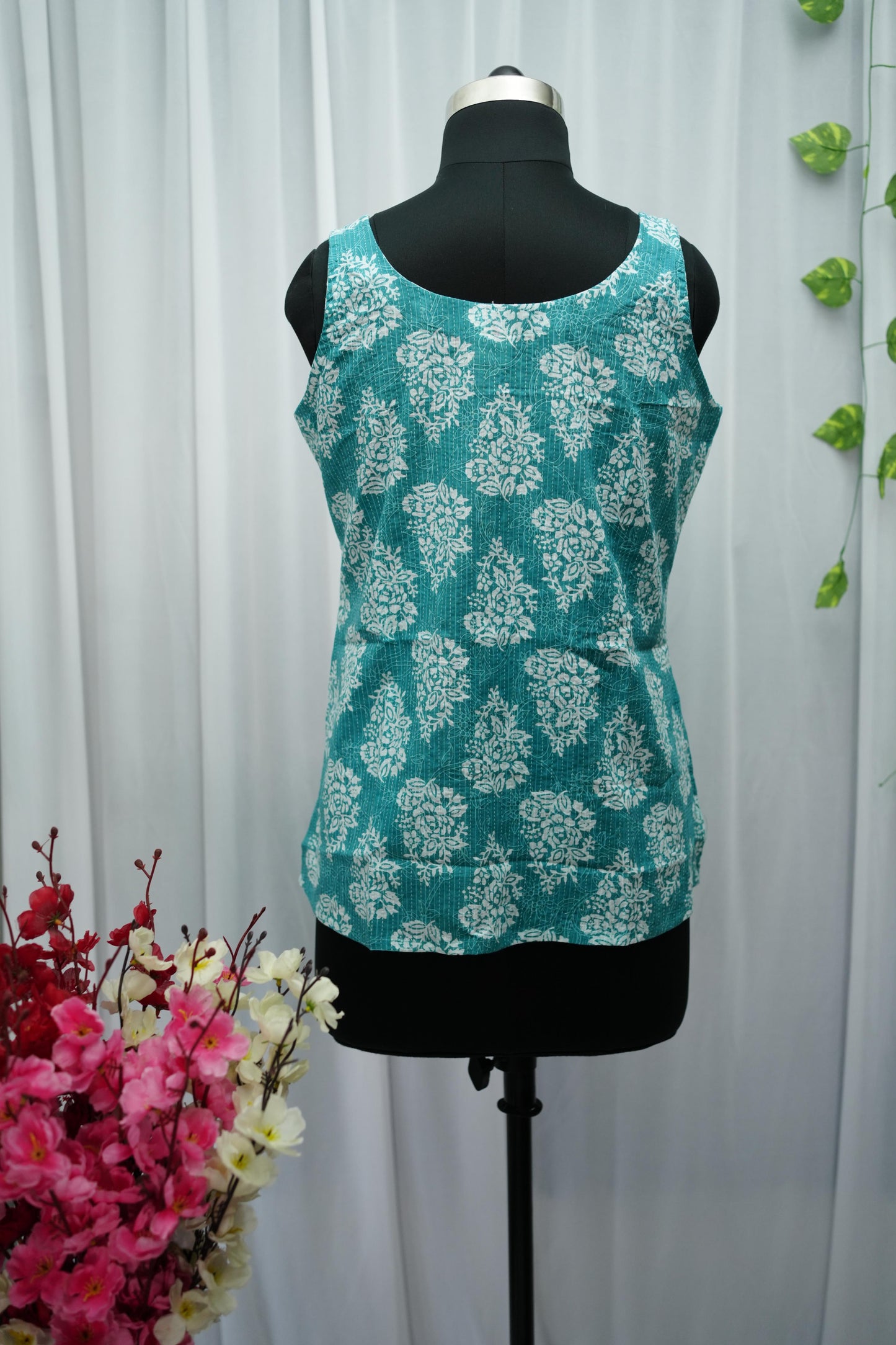 Neela Teal FloralTop