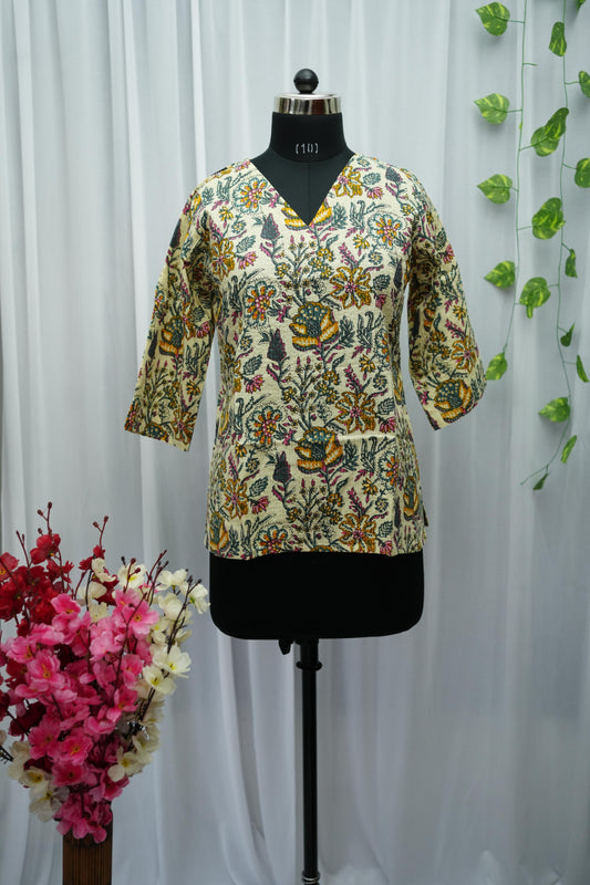 Mridu Beige Floral Top